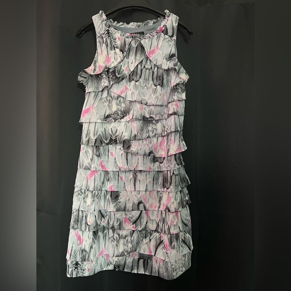 Grey/Pink Chiffon Layered Dress